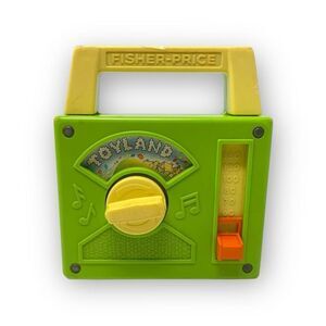 Vintage Fisher Price Tote A Tune Radio #795 Green Take Along Musical Toy 1983